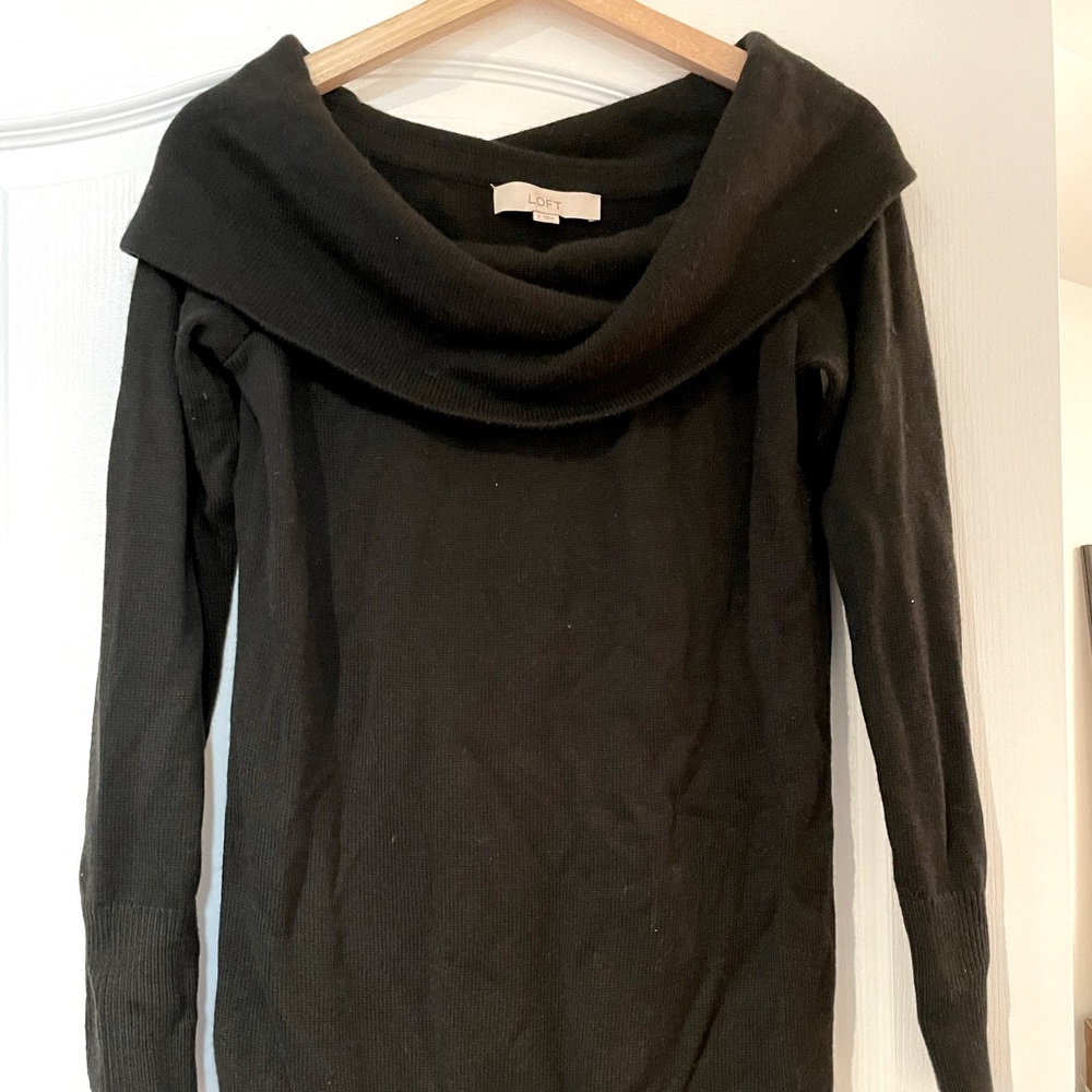 Off the shoulder black knit sweater
